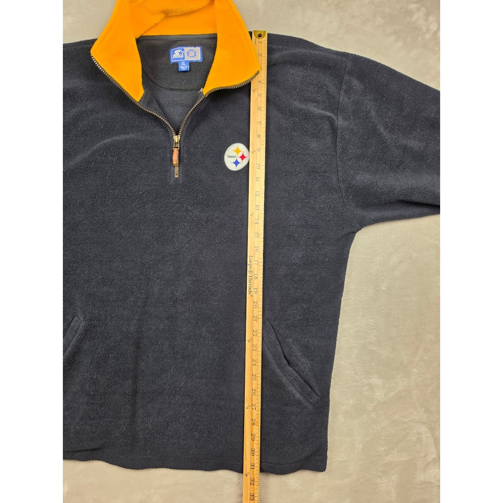 Vintage Starter Pittsburgh Steelers Quarter Zip Fleece Mens XL Black NFL - Picture 6 of 9